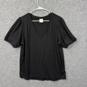 Mod Ref Black V-Neck Puff Sleeve Jersey‎ Knit Top XXL Short Sleeve Casual Basic
